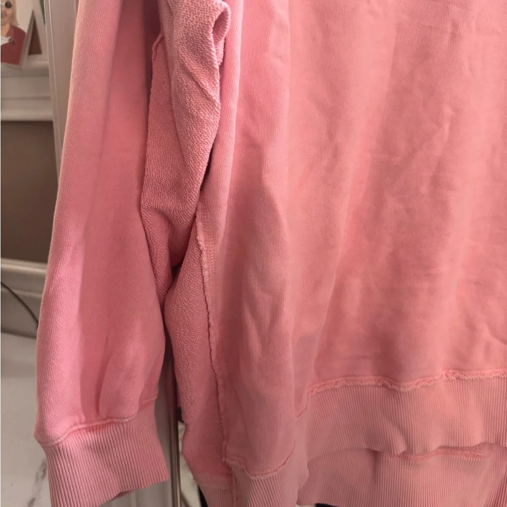 Aerie Off-the-Shoulder Coral/Peach V-Neck Sweater - Picture 3 of 6